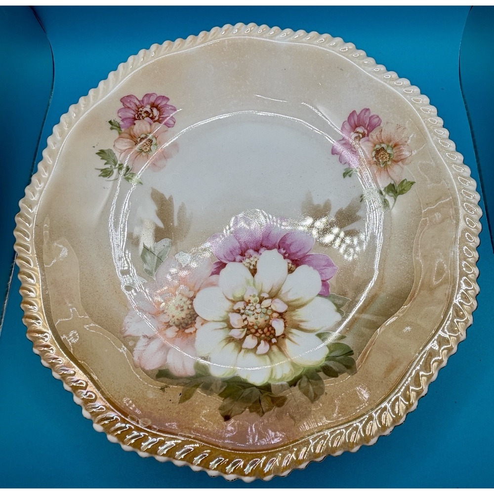 RS Germany Floral‎ Lustre Porcelain 9.5" Serving Bowl  Reinhold Schlegelmilch
